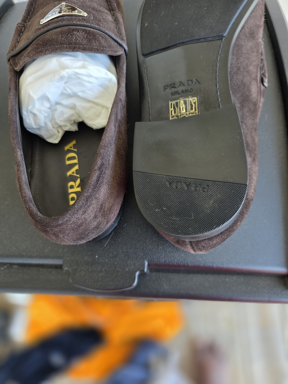 Prada Men's Brown Suede Loafers